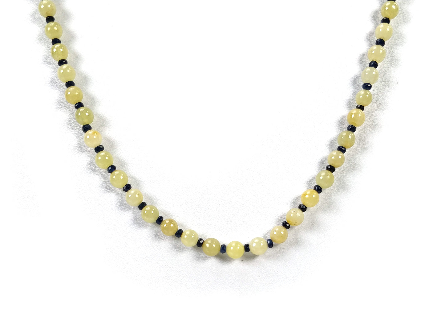 Yellow And Blue SAPPHIRE EMERALD RUBY Gemstone Necklace : Natural Sapphire Round Shape Plain & Faceted Necklace 3mm - 6mm 18"
