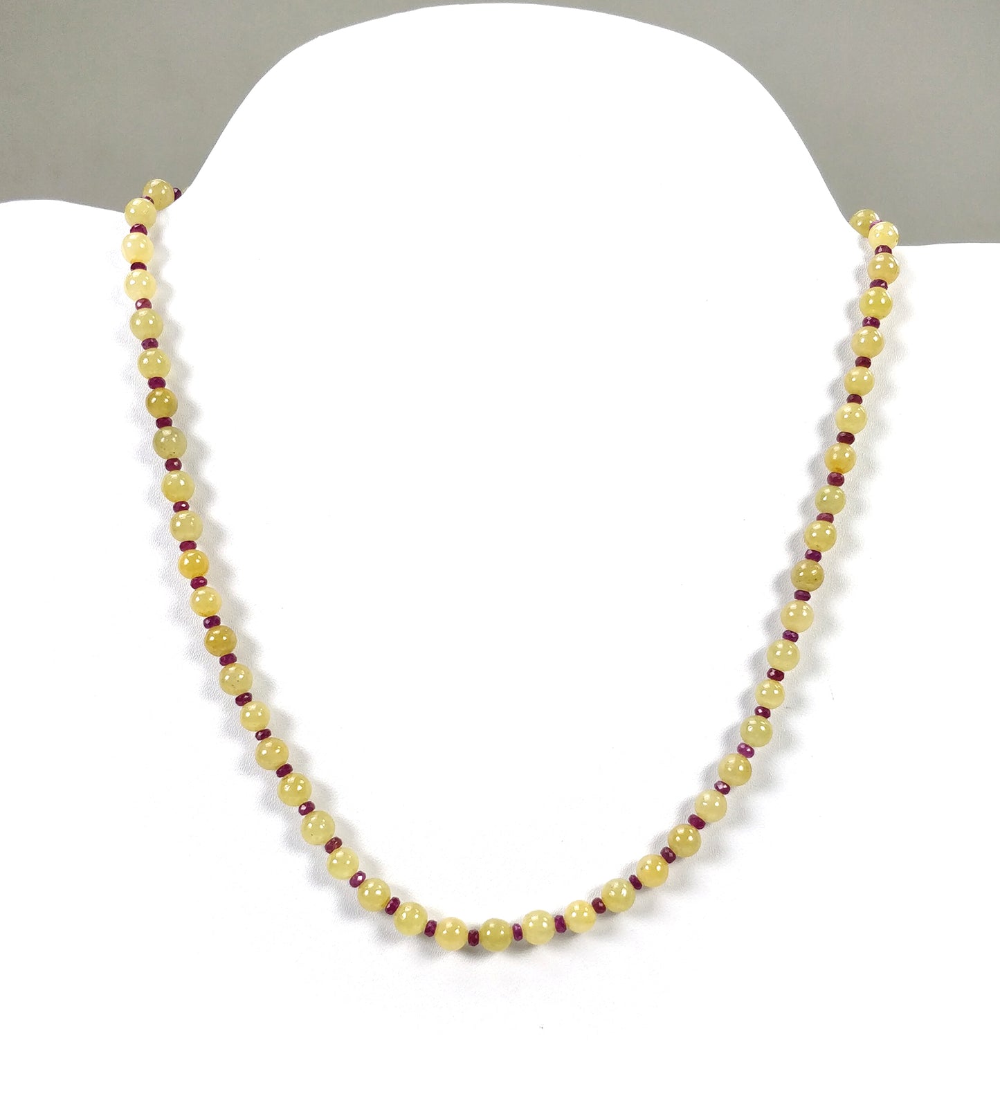 Yellow And Blue SAPPHIRE EMERALD RUBY Gemstone Necklace : Natural Sapphire Round Shape Plain & Faceted Necklace 3mm - 6mm 18"
