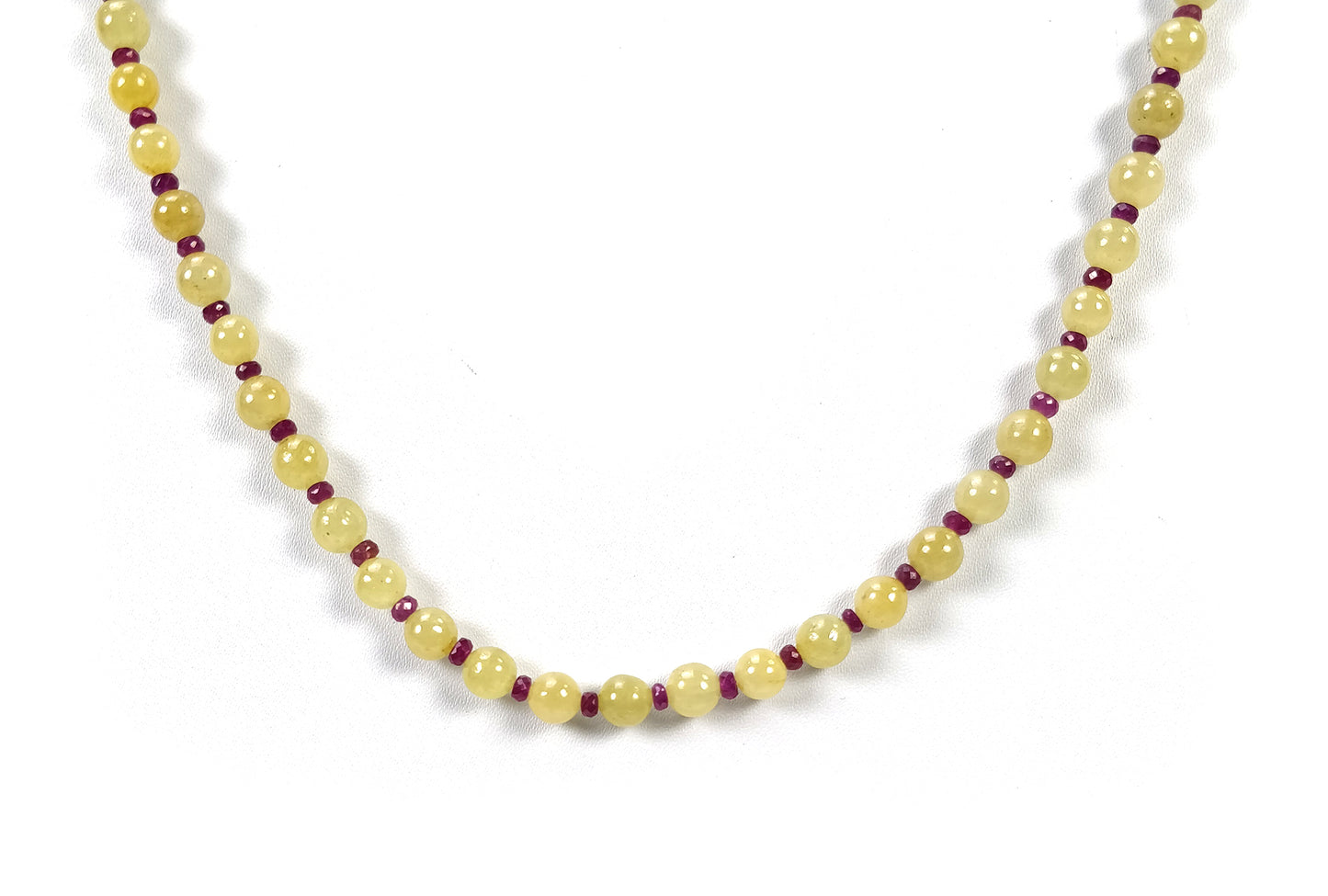 Yellow And Blue SAPPHIRE EMERALD RUBY Gemstone Necklace : Natural Sapphire Round Shape Plain & Faceted Necklace 3mm - 6mm 18"