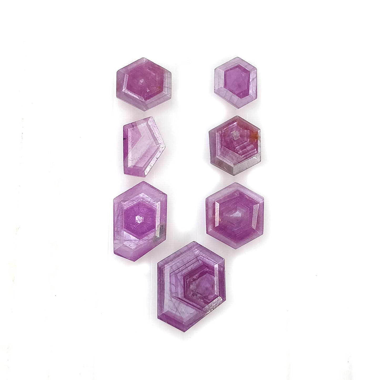 Sapphire Gemstone Normal Cut : 28.15cts Natural Untreated Raspberry Pink Sapphire Hexagon Shape 9.5*8mm - 15*13.5mm 7pcs