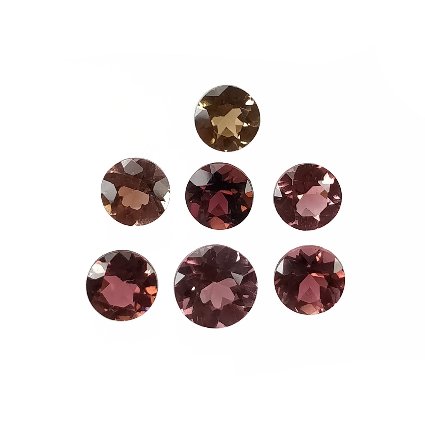 Multi Color TOURMALINE Gemstone Normal Cut : 6.80cts Natural Untreated Watermelon Tourmaline Round Shape 6mm - 7mm 7pcs
