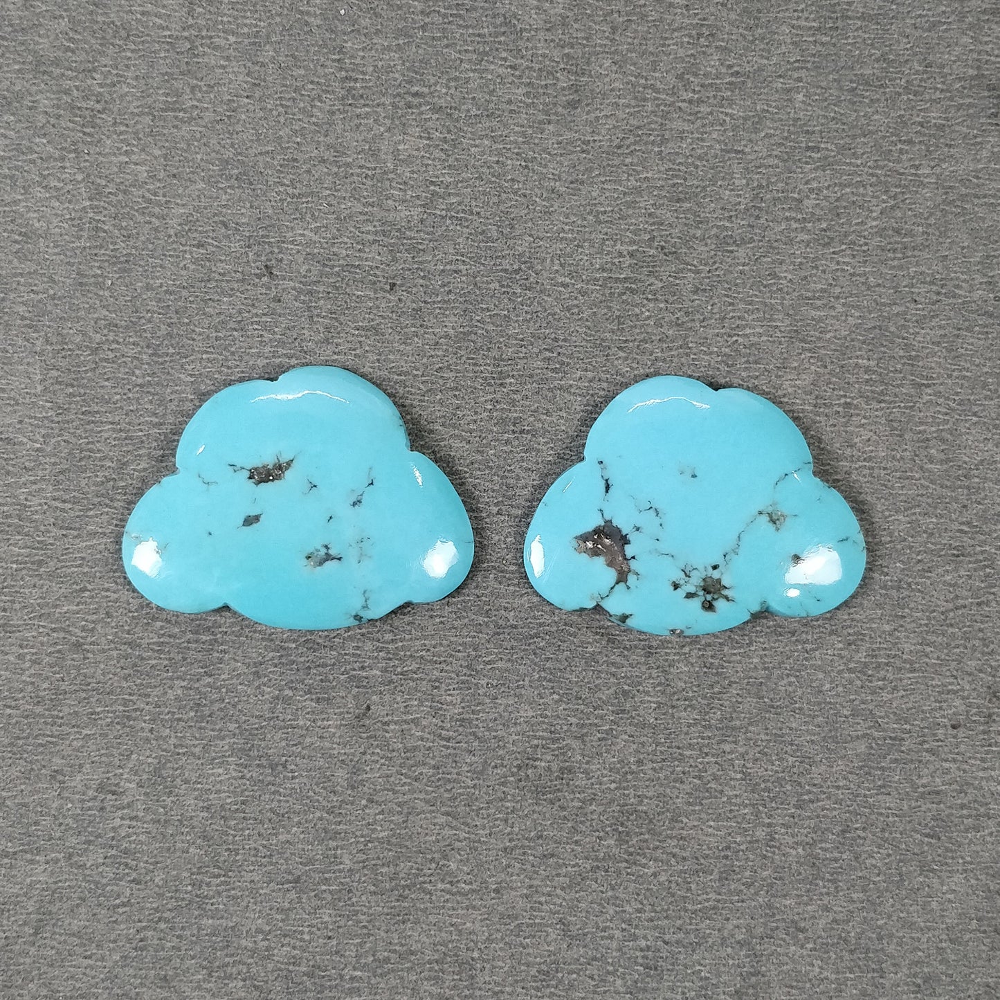 Blue TURQUOISE Gemstone Carving : 33.10cts Natural Untreated Sleeping Beauty Turquoise Hand Carved Cloud 29.5*22.5mm Pair
