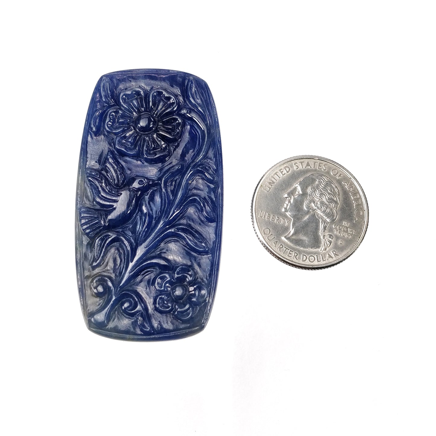 Sapphire Gemstone Carving : 107.50cts Natural Untreated Unheated Blue Sapphire Hand Carved Cushion Shape 56.5*29mm