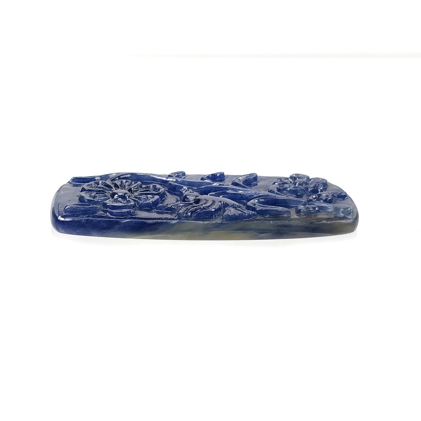 Sapphire Gemstone Carving : 107.50cts Natural Untreated Unheated Blue Sapphire Hand Carved Cushion Shape 56.5*29mm
