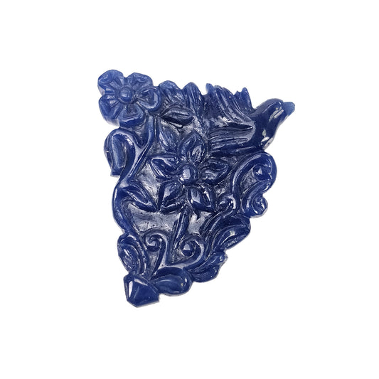 Sapphire Gemstone Carving : 68.90cts Natural Untreated Unheated Blue Sapphire Hand Carved Uneven Shape 40.5*34mm