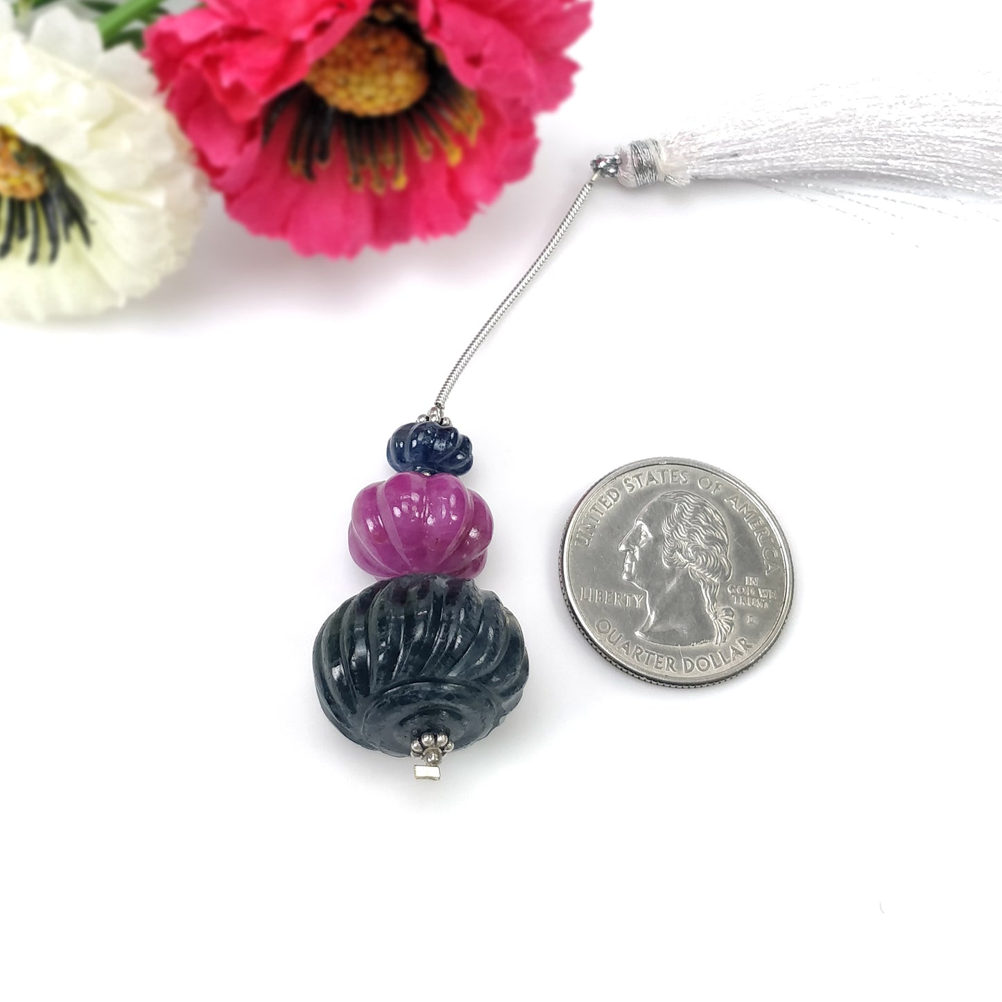 Sapphire And Ruby Gemstone Carving Loose Beads : 93.30cts Natural Untreated Red Ruby Hand Carved Melon Beads 9mm - 20.5mm