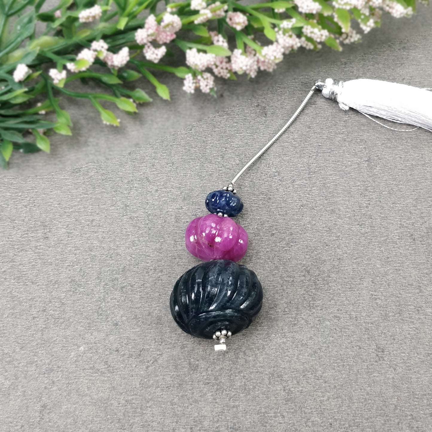 Sapphire And Ruby Gemstone Carving Loose Beads : 93.30cts Natural Untreated Red Ruby Hand Carved Melon Beads 9mm - 20.5mm