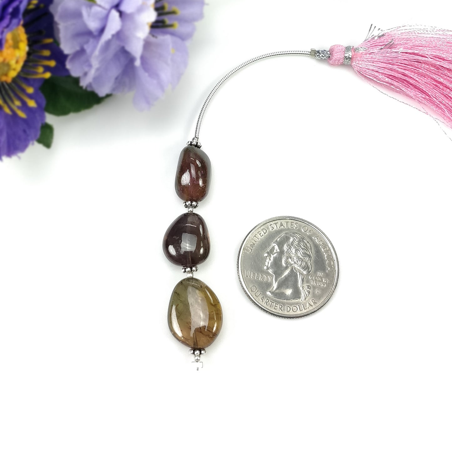 Tourmaline Gemstone Loose Beads : Natural Untreated Bi-Color Tourmaline Uneven Shape Plain Nuggets