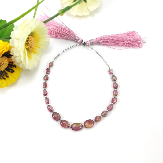 Watermelon TOURMALINE Gemstone Loose Beads : 20.85cts Natural Bi-Color Tourmaline Oval Shape Plain Nuggets 5*4mm - 10*7mm 6"