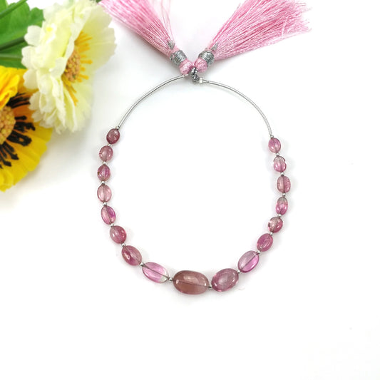 Watermelon TOURMALINE Gemstone Loose Beads: 21.90cts Natural Bi-Color Tourmaline Oval Shape Plain Nuggets 5.5*4mm - 12*8mm 5.5"