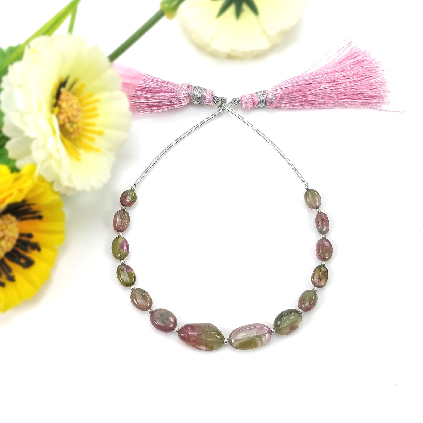 Watermelon TOURMALINE Gemstone Loose Beads: 23.30cts Natural Bi-Color Tourmaline Oval Plain Nuggets 5.5*5mm - 18.5*8mm 5.25"