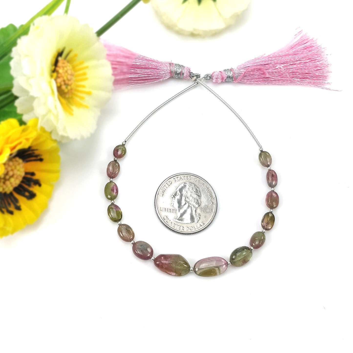 Watermelon TOURMALINE Gemstone Loose Beads: 23.30cts Natural Bi-Color Tourmaline Oval Plain Nuggets 5.5*5mm - 18.5*8mm 5.25"