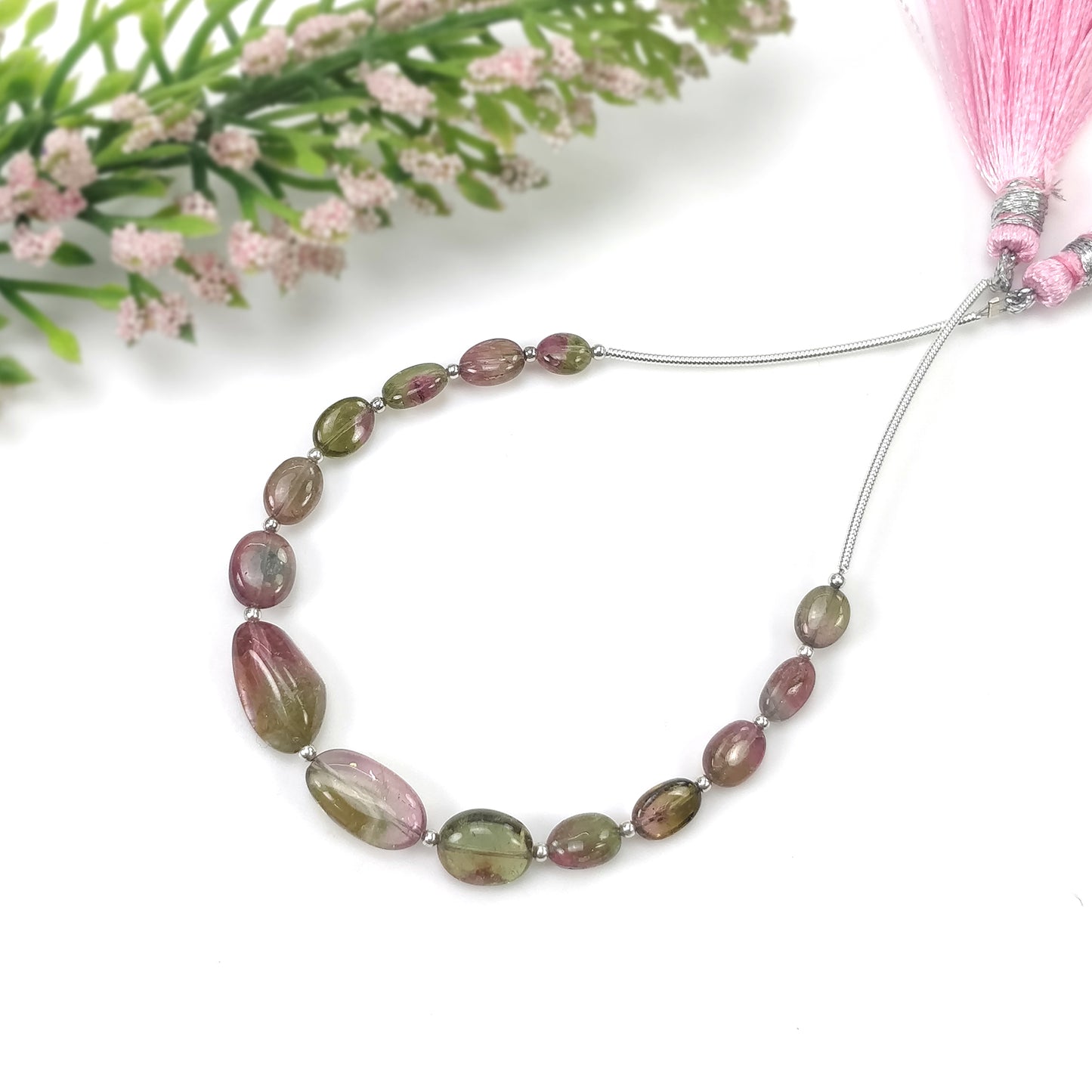 Watermelon TOURMALINE Gemstone Loose Beads: 23.30cts Natural Bi-Color Tourmaline Oval Plain Nuggets 5.5*5mm - 18.5*8mm 5.25"