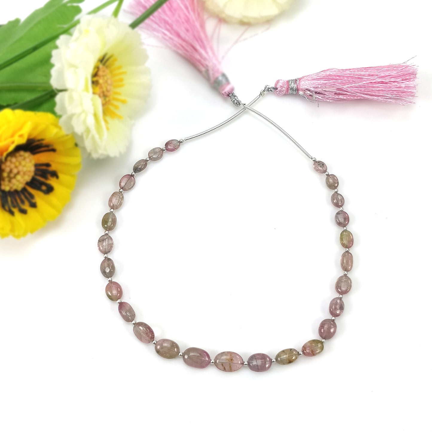 Watermelon TOURMALINE Gemstone Loose Beads: 27.35cts Natural Bi-Color Tourmaline Oval Shape Plain Nuggets 5*4mm - 8*6mm 8"