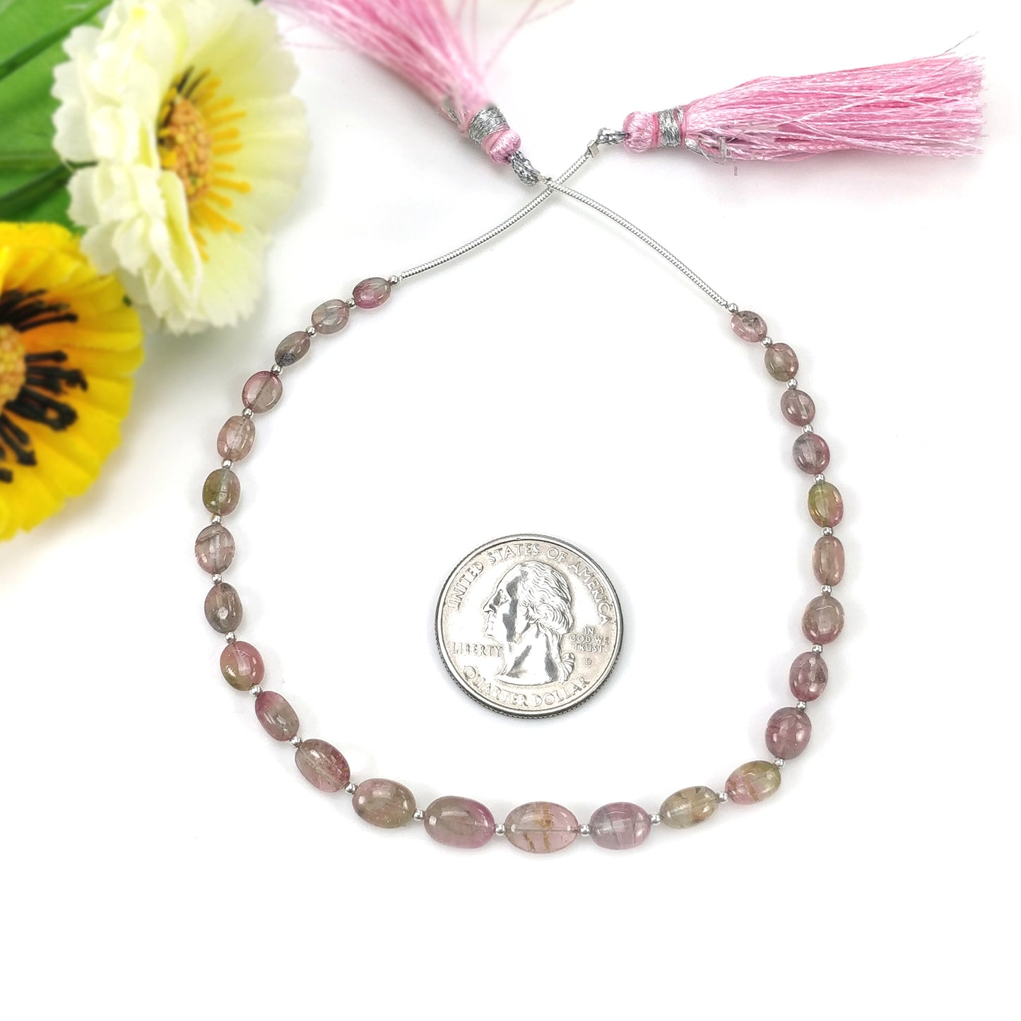 Watermelon TOURMALINE Gemstone Loose Beads: 27.35cts Natural Bi-Color Tourmaline Oval Shape Plain Nuggets 5*4mm - 8*6mm 8"