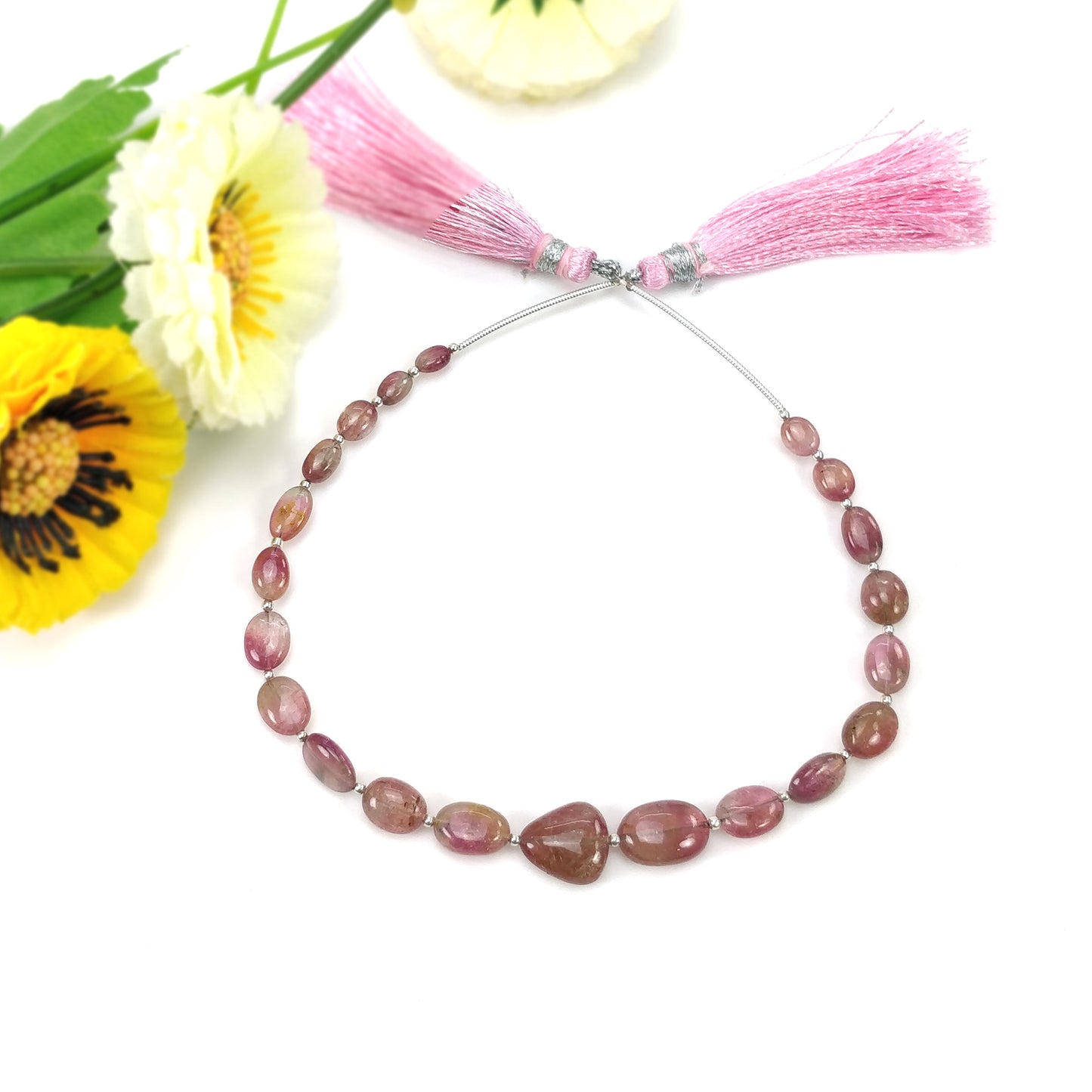 Watermelon TOURMALINE Gemstone Loose Beads: 40.75cts Natural Bi-Color Tourmaline Oval Shape Plain Nuggets 5*4mm - 12*8.5mm 8"