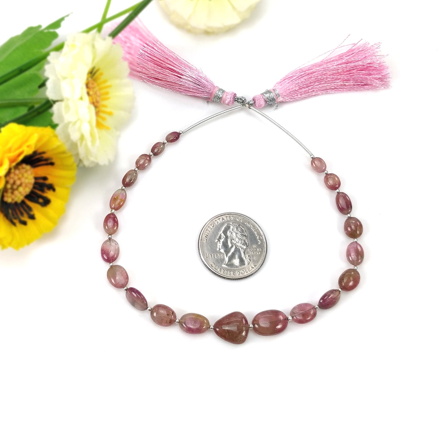 Watermelon TOURMALINE Gemstone Loose Beads: 40.75cts Natural Bi-Color Tourmaline Oval Shape Plain Nuggets 5*4mm - 12*8.5mm 8"