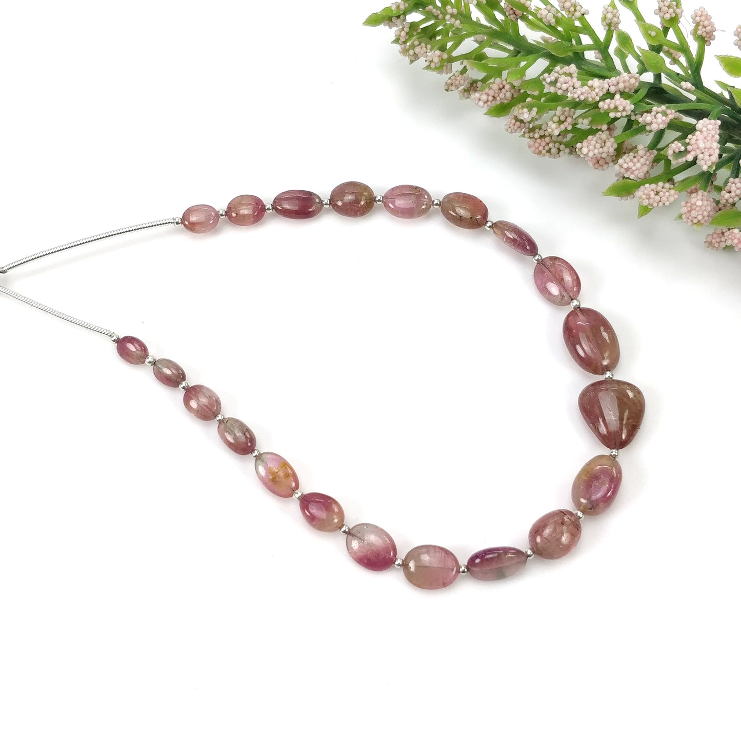 Watermelon TOURMALINE Gemstone Loose Beads: 40.75cts Natural Bi-Color Tourmaline Oval Shape Plain Nuggets 5*4mm - 12*8.5mm 8"