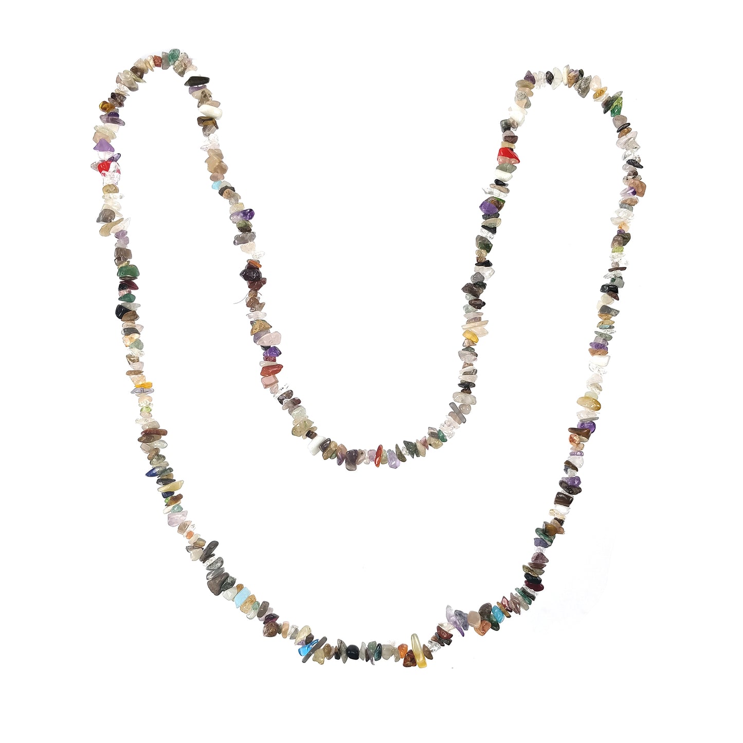 Semi Precious Uncut Gemstone Necklace : 265.85cts Natural 37" Nuggets 4mm-11mm