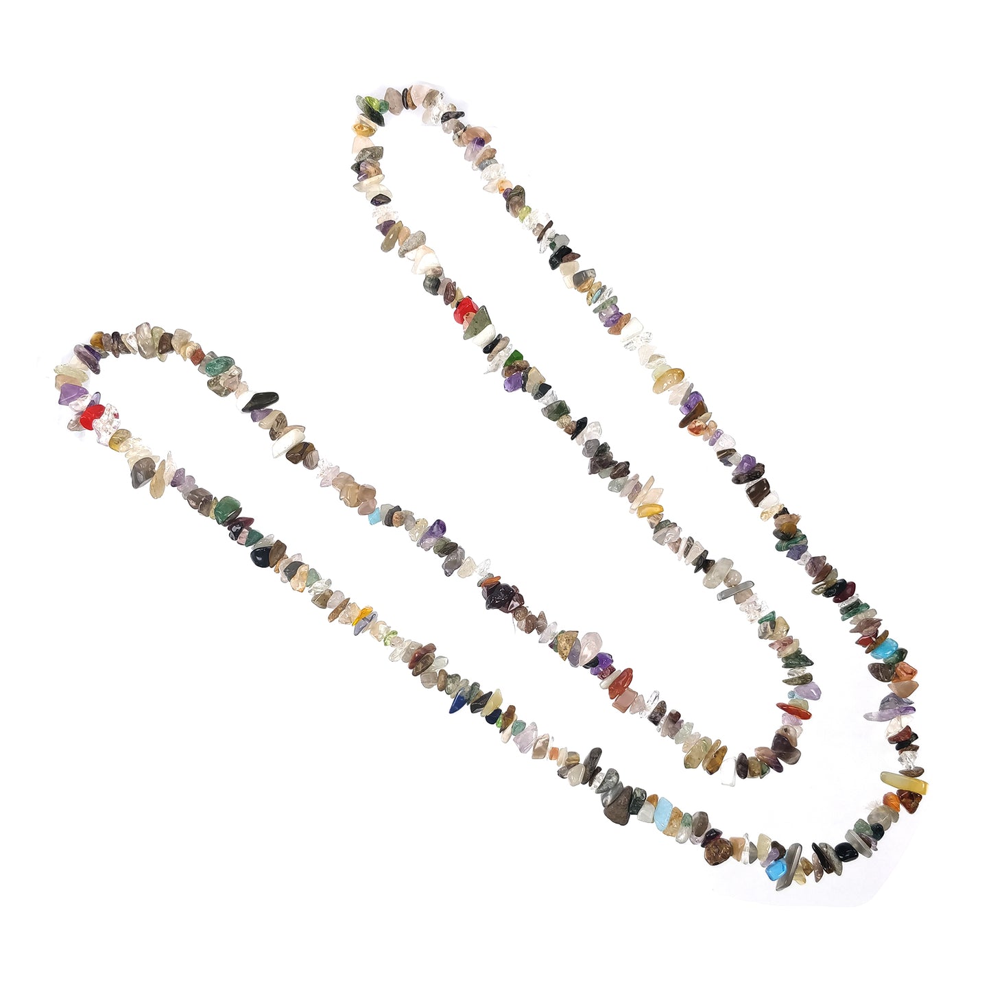 Semi Precious Uncut Gemstone Necklace : 265.85cts Natural 37" Nuggets 4mm-11mm