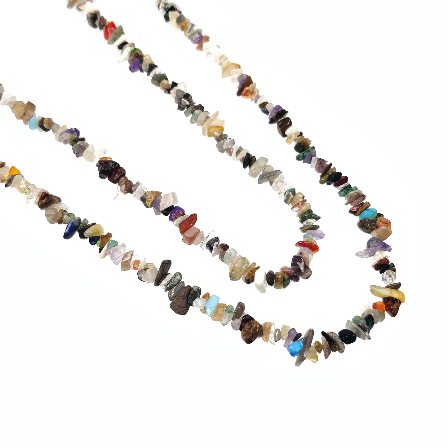 Semi Precious Uncut Gemstone Necklace : 265.85cts Natural 37" Nuggets 4mm-11mm