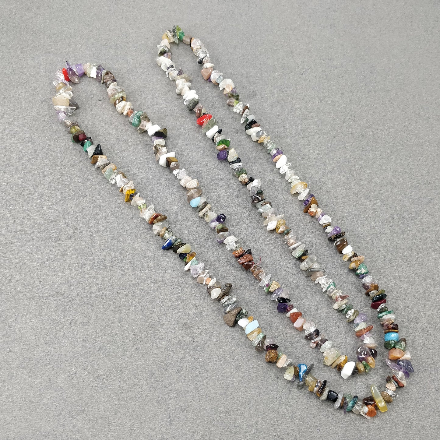 Semi Precious Uncut Gemstone Necklace : 265.85cts Natural 37" Nuggets 4mm-11mm