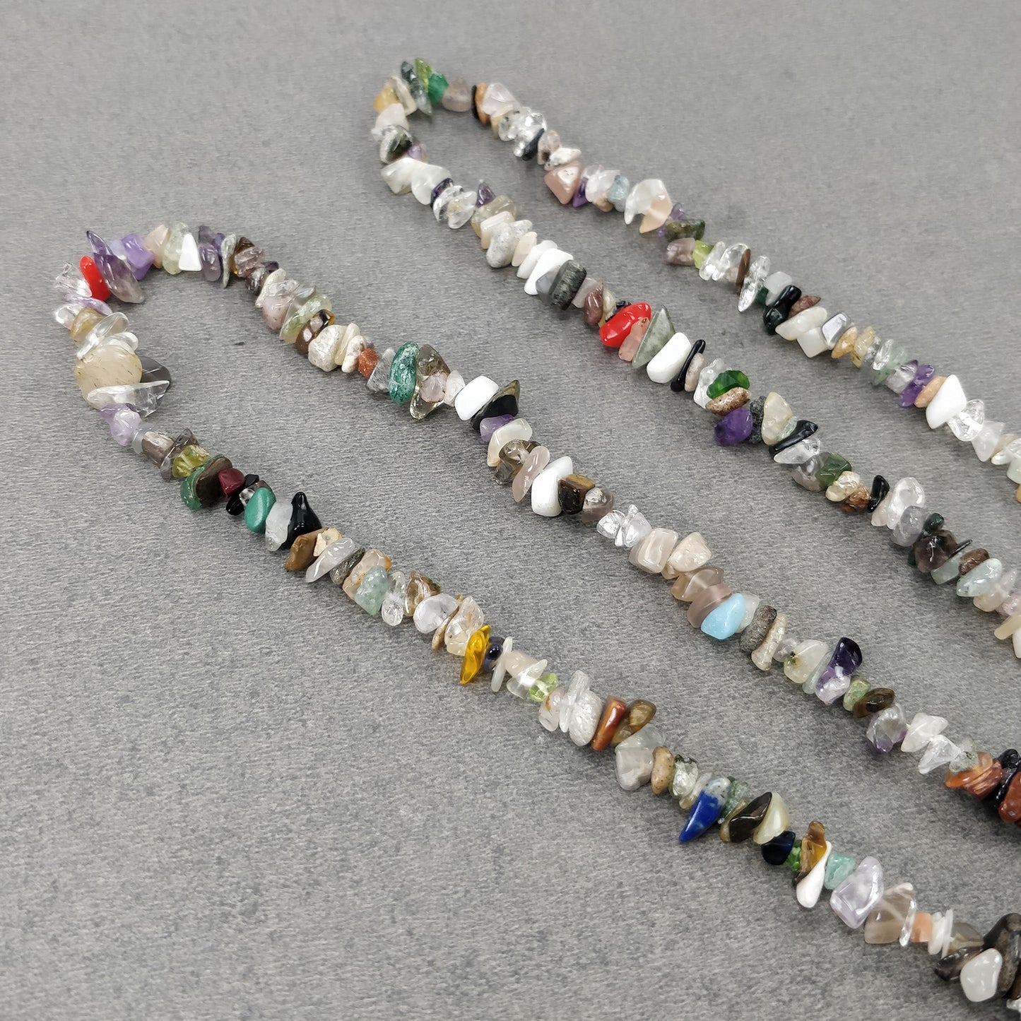 Semi Precious Uncut Gemstone Necklace : 265.85cts Natural 37" Nuggets 4mm-11mm