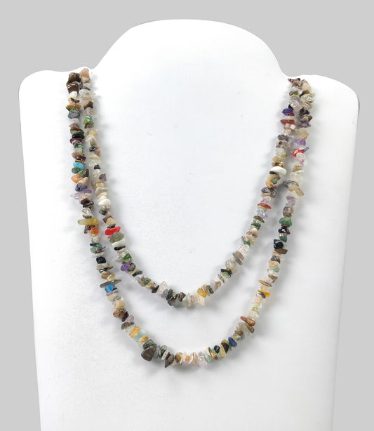 Semi Precious Uncut Gemstone Necklace : 265.85cts Natural 37" Nuggets 4mm-11mm