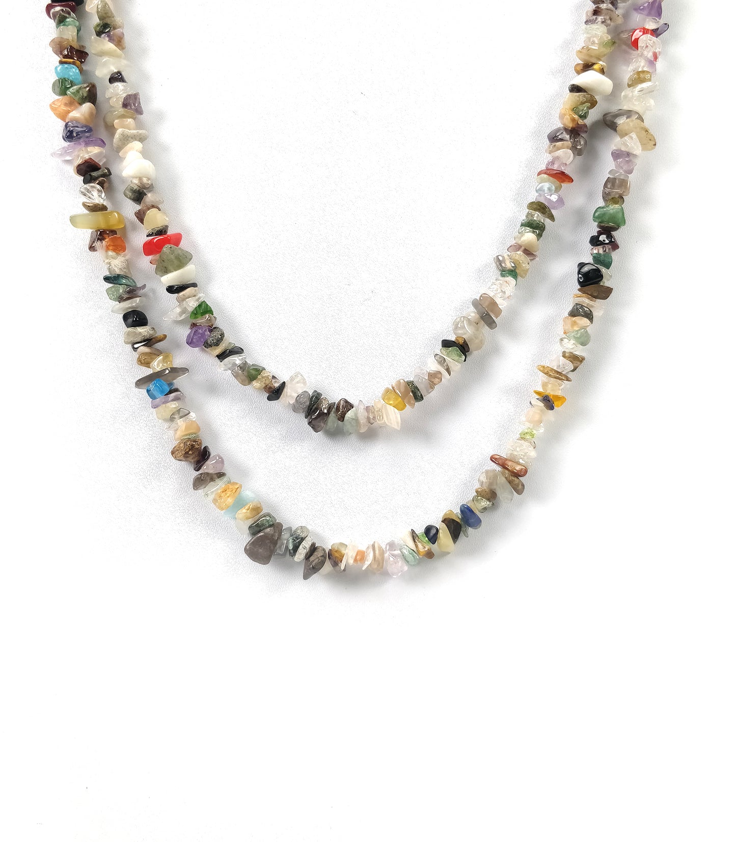 Semi Precious Uncut Gemstone Necklace : 265.85cts Natural 37" Nuggets 4mm-11mm