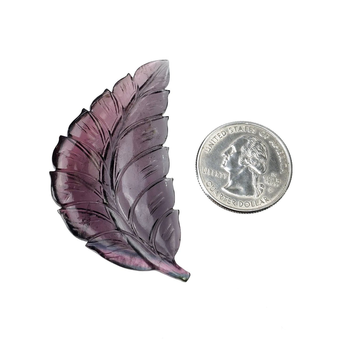 Watermelon Tourmaline Gemstone Carving : 53.65cts Natural Untreated Multi Bi-Color Tourmaline Hand Carved Leaf 58*30mm