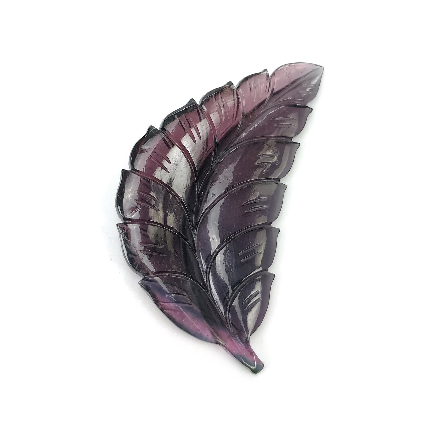 Watermelon Tourmaline Gemstone Carving : 53.65cts Natural Untreated Multi Bi-Color Tourmaline Hand Carved Leaf 58*30mm