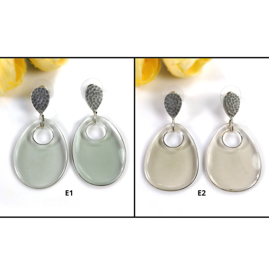 925 Sterling Silver Earring : 10.09gms Synthetic Manmade Green & Gray Rhinestone Gemstone Drop Dangle Push Back Earrings 2" (With Video)