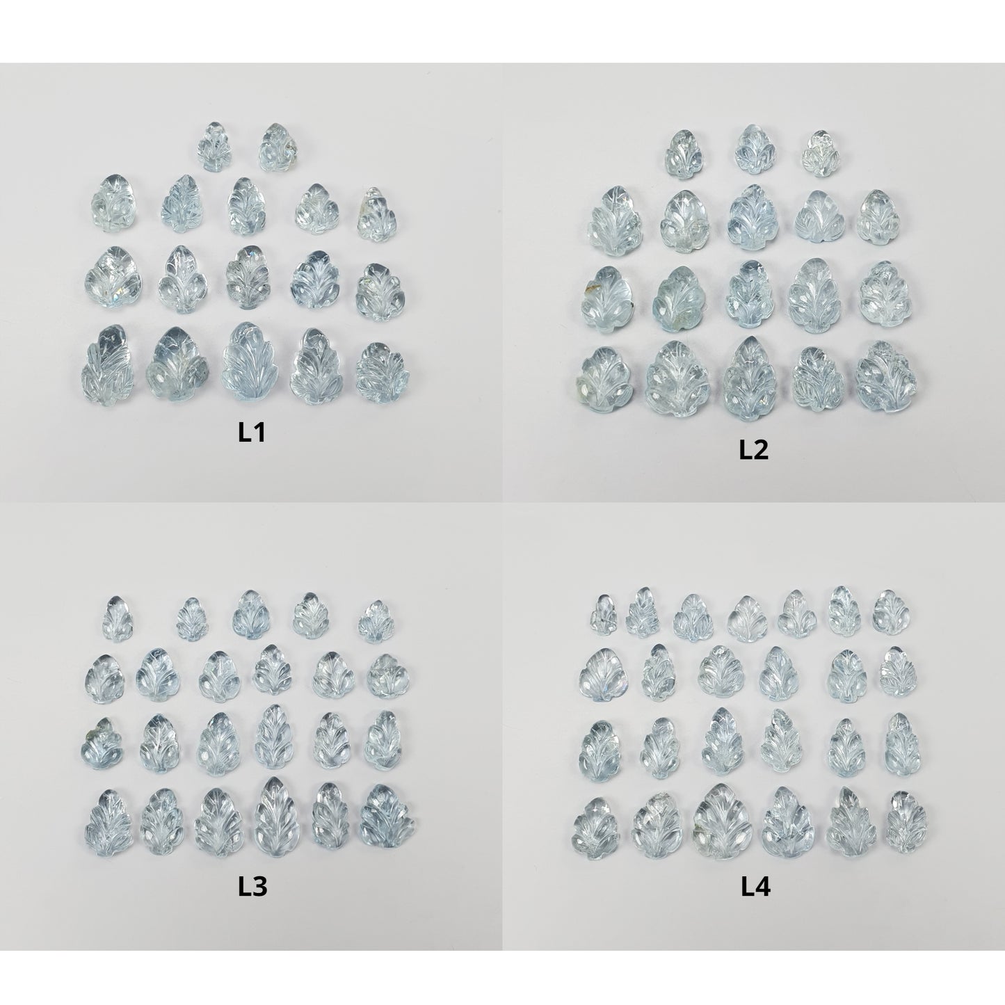 BLUE AQUAMARINE Gemstone Carving  : Natural Untreated Unheated Aquamarine Hand Carved Leaves Lots