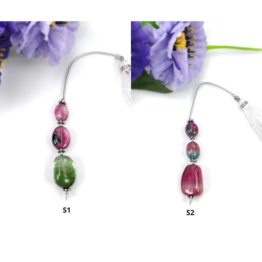 Tourmaline Gemstone Loose Beads : Natural Untreated Bi-Color Tourmaline Uneven Shape Plain Nuggets