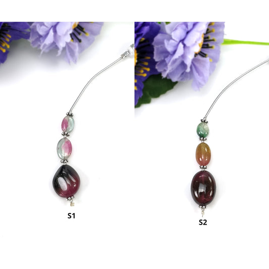 Tourmaline Gemstone Loose Beads : Natural Untreated Bi-Color Tourmaline Uneven Shape Plain Nuggets