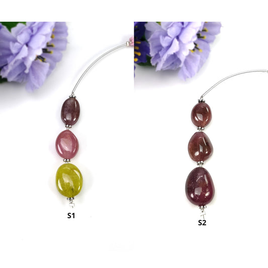 Tourmaline Gemstone Loose Beads : Natural Untreated Bi-Color Tourmaline Uneven Shape Plain Nuggets