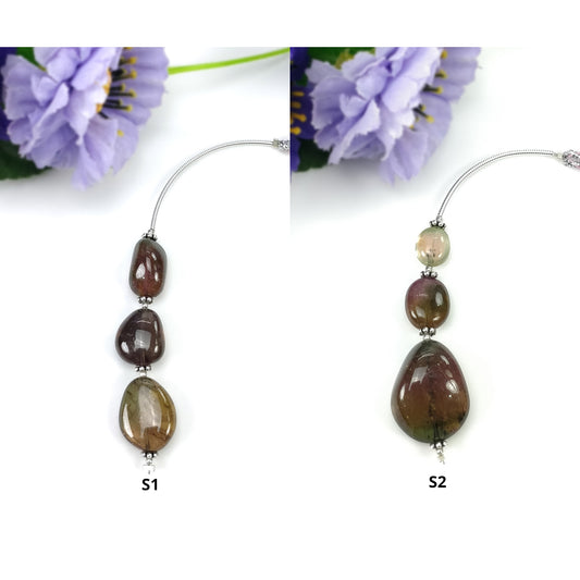 Tourmaline Gemstone Loose Beads : Natural Untreated Bi-Color Tourmaline Uneven Shape Plain Nuggets