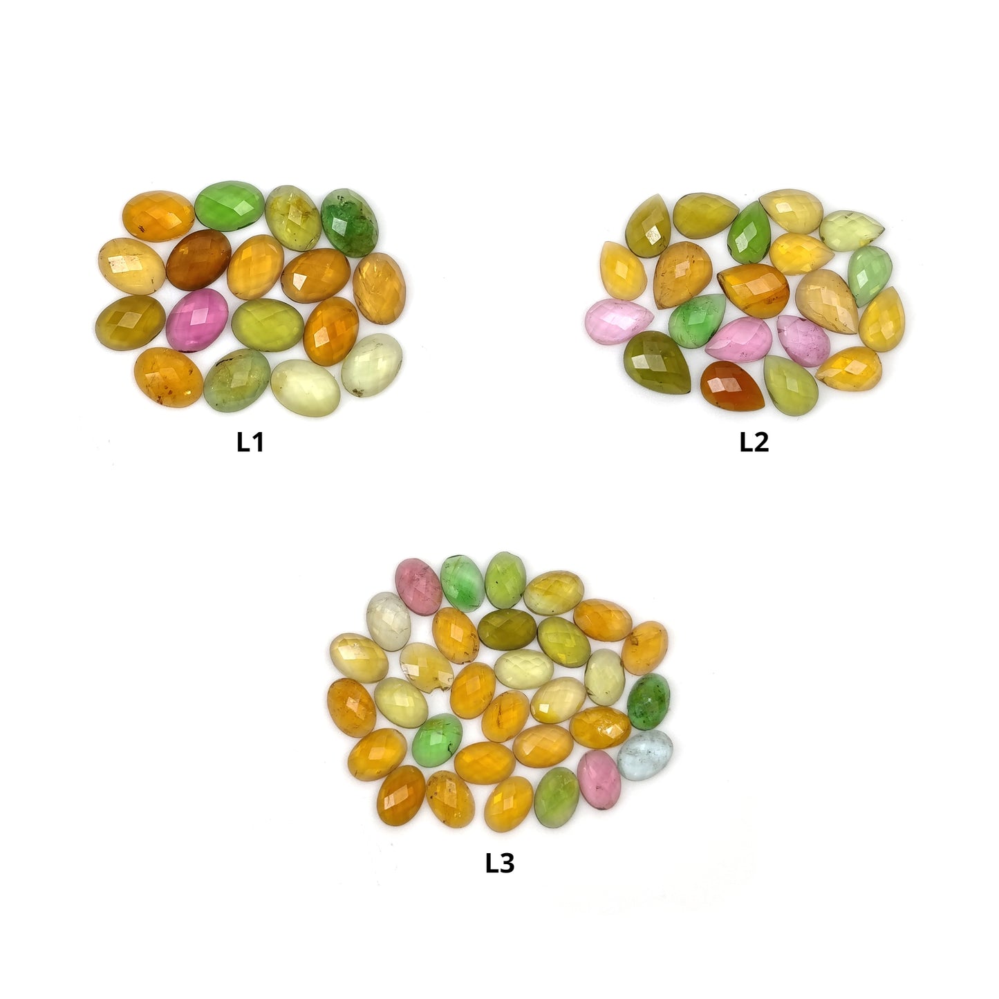 Multi Color TOURMALINE Gemstone Checker Cut : Natural Untreated Unheated Watermelon Tourmaline Oval Pear Shape Set