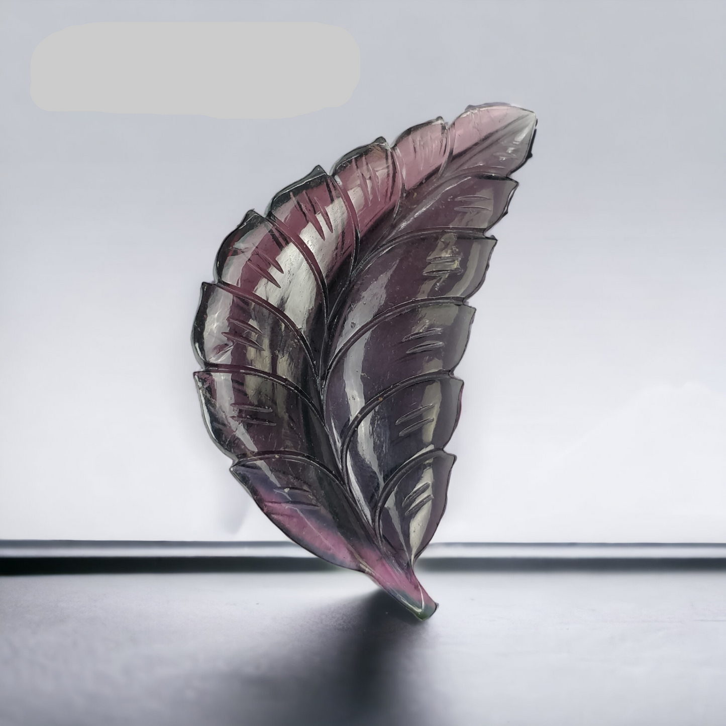 Watermelon Tourmaline Gemstone Carving : 53.65cts Natural Untreated Multi Bi-Color Tourmaline Hand Carved Leaf 58*30mm