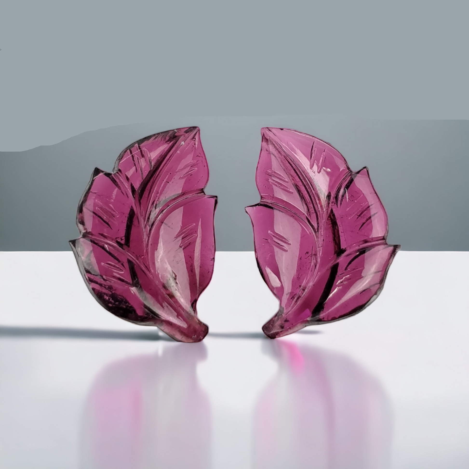 Rubellite Tourmaline Leaf Carving