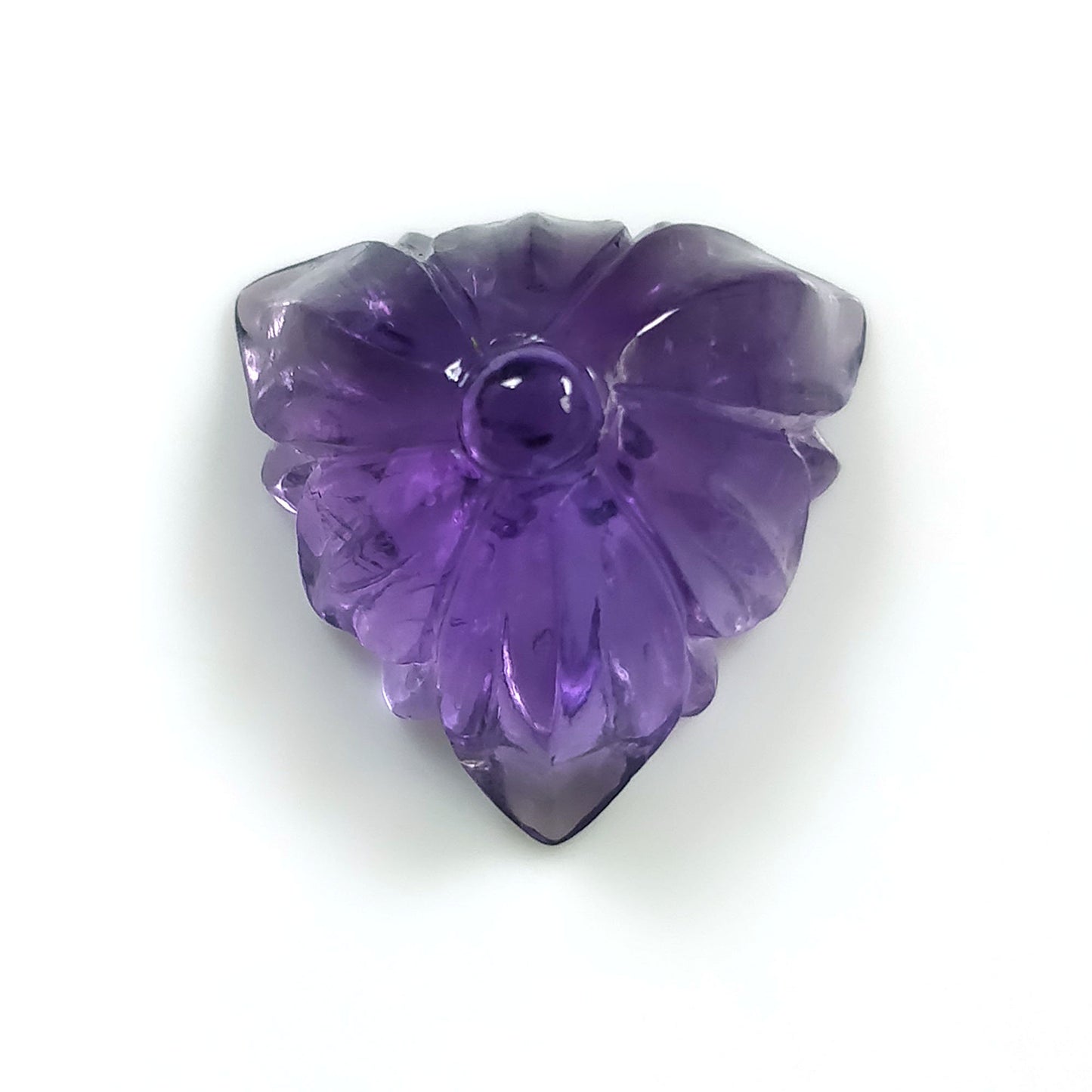 Purple AMETHYST Gemstone Carving : 12.95cts Natural Untreated Amethyst Hand Carved FLOWER 17mm*9.5(h) (With Video)