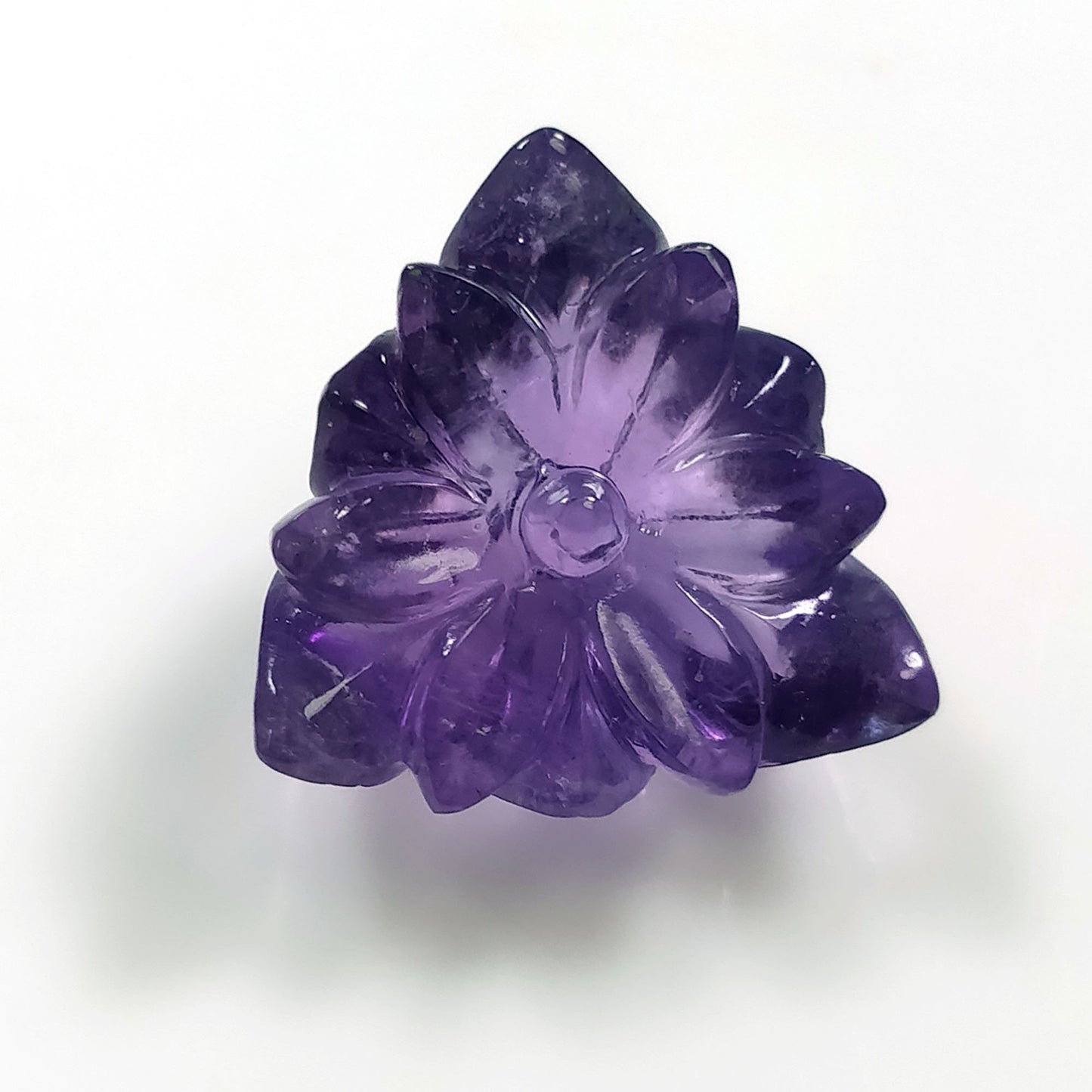 Purple AMETHYST Gemstone Carving : 12.95cts Natural Untreated Amethyst Hand Carved FLOWER 17mm*9.5(h) (With Video)