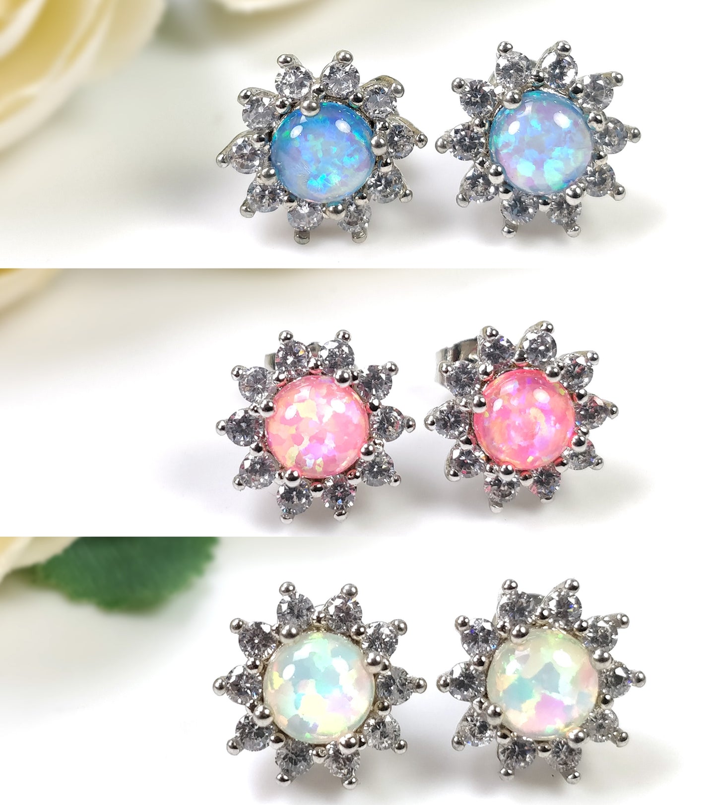 Round Opal Earrings