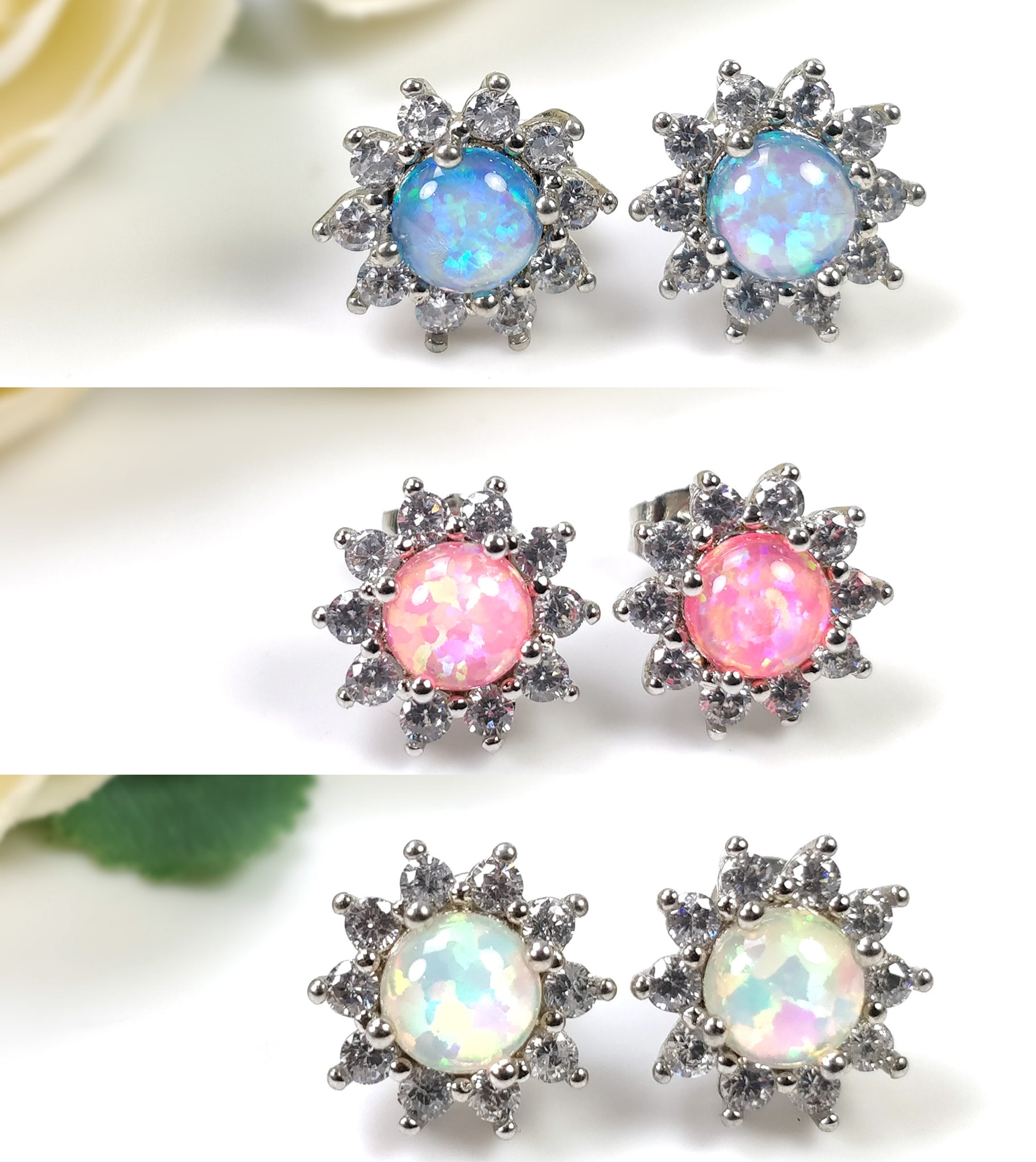 Round Opal Earrings