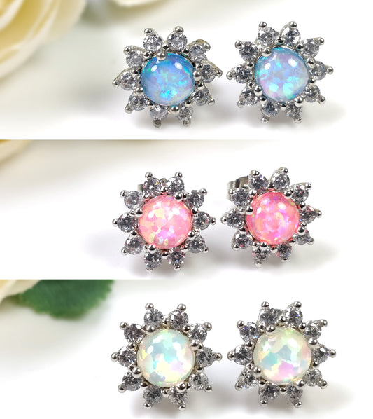 Round Opal Earrings