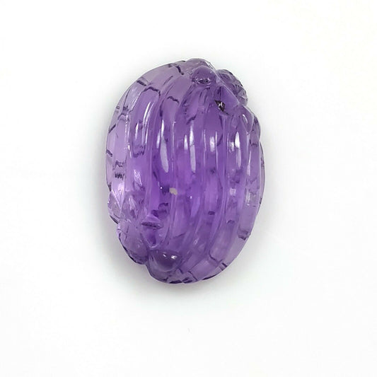 8.40cts Natural Untreated PURPLE AMETHYST Gemstone Oval Shape Both Side Hand Carved 17*12mm (With Video)